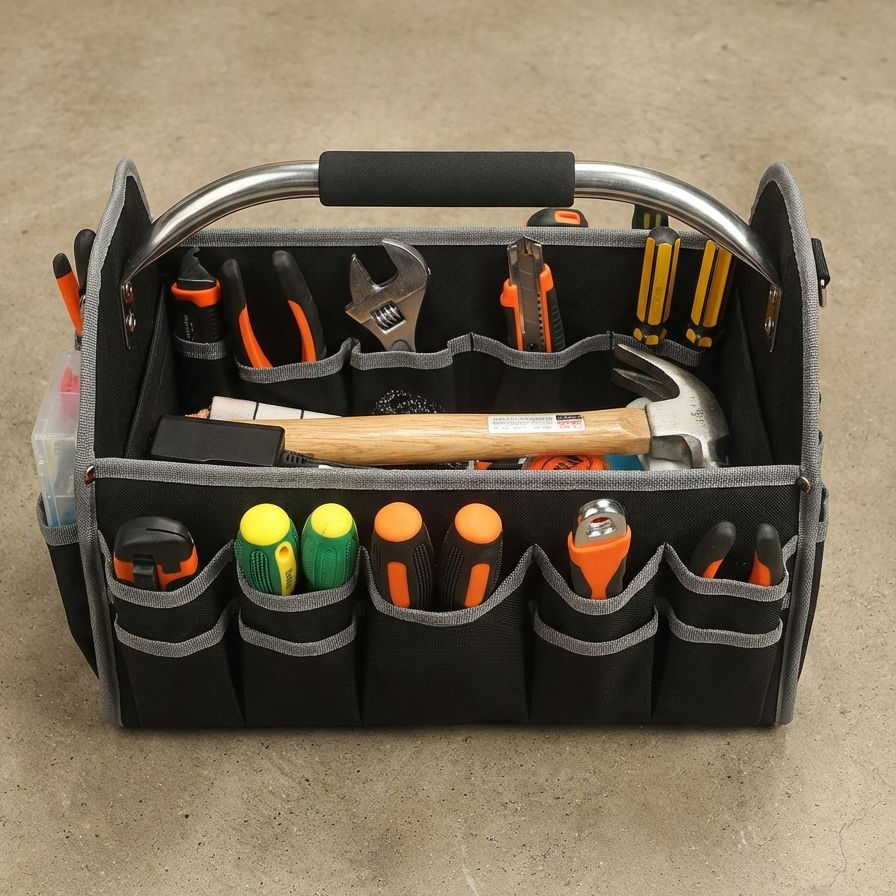 耐久性に優れたジッパー付きツールバッグ