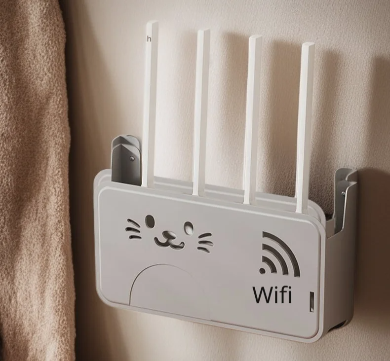 Estante decorativo para equipos de red en oficina