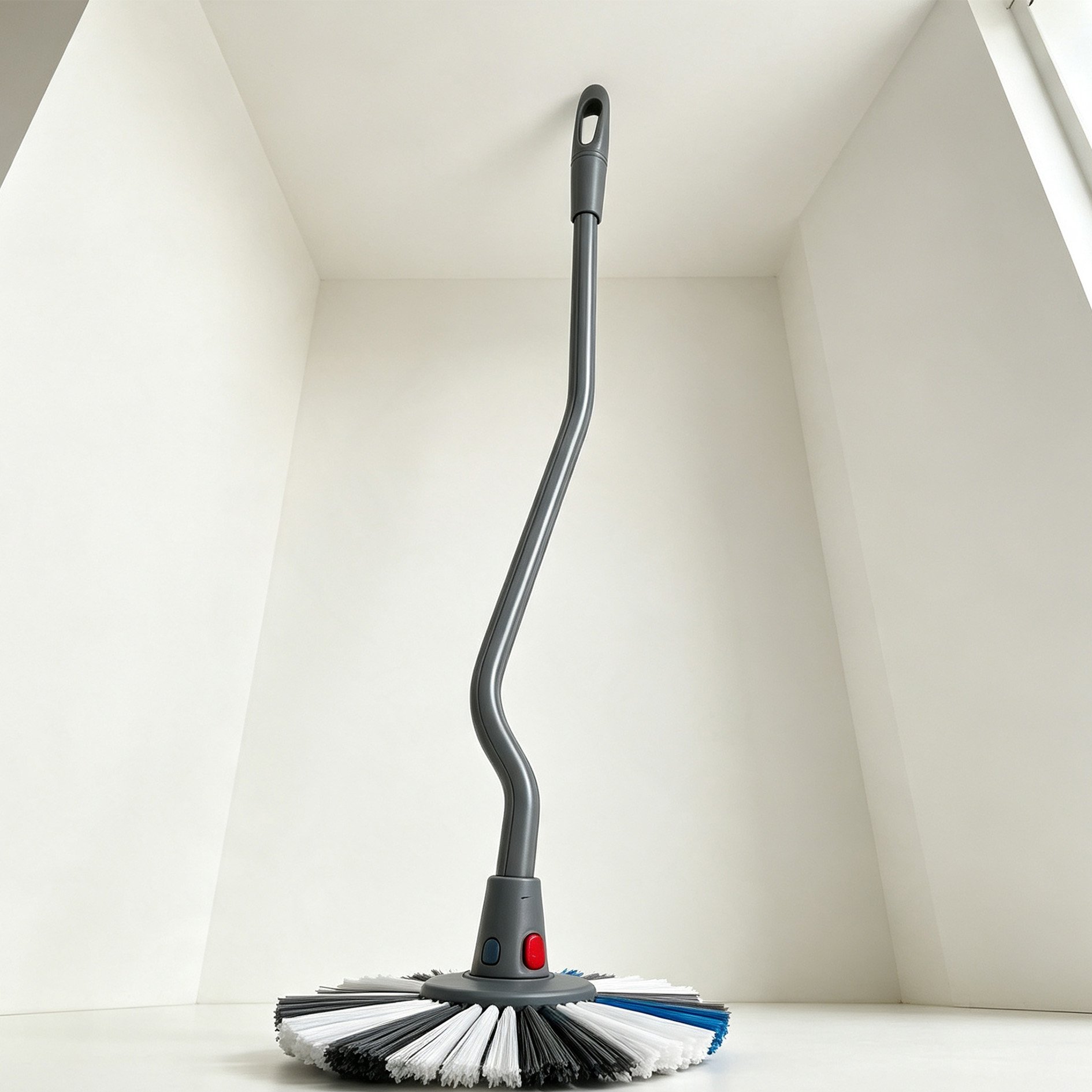 Long-handled bathroom floor brush