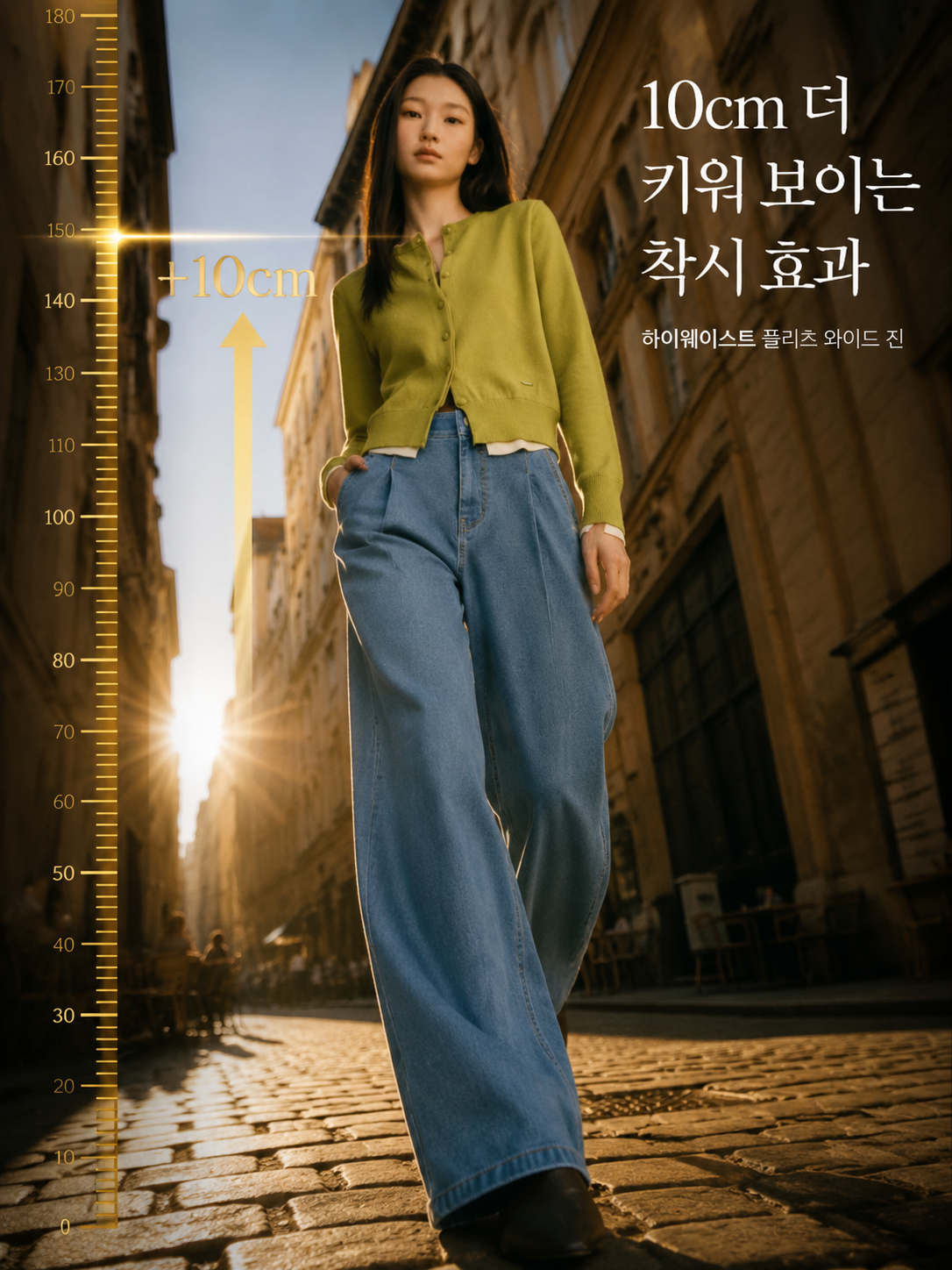 하이웨이스트 와이드 데님 팬츠