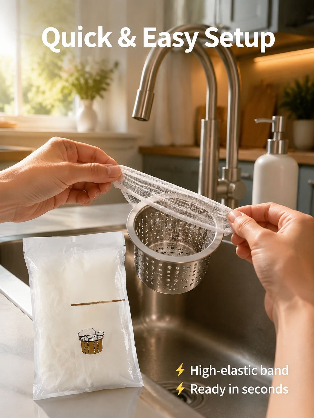 Easy-install garbage filter for kitchen sink drains
