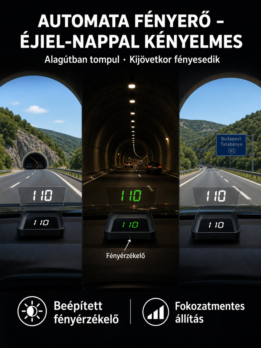 Autós HUD hordozható vetített kijelző GPS sebességmérő