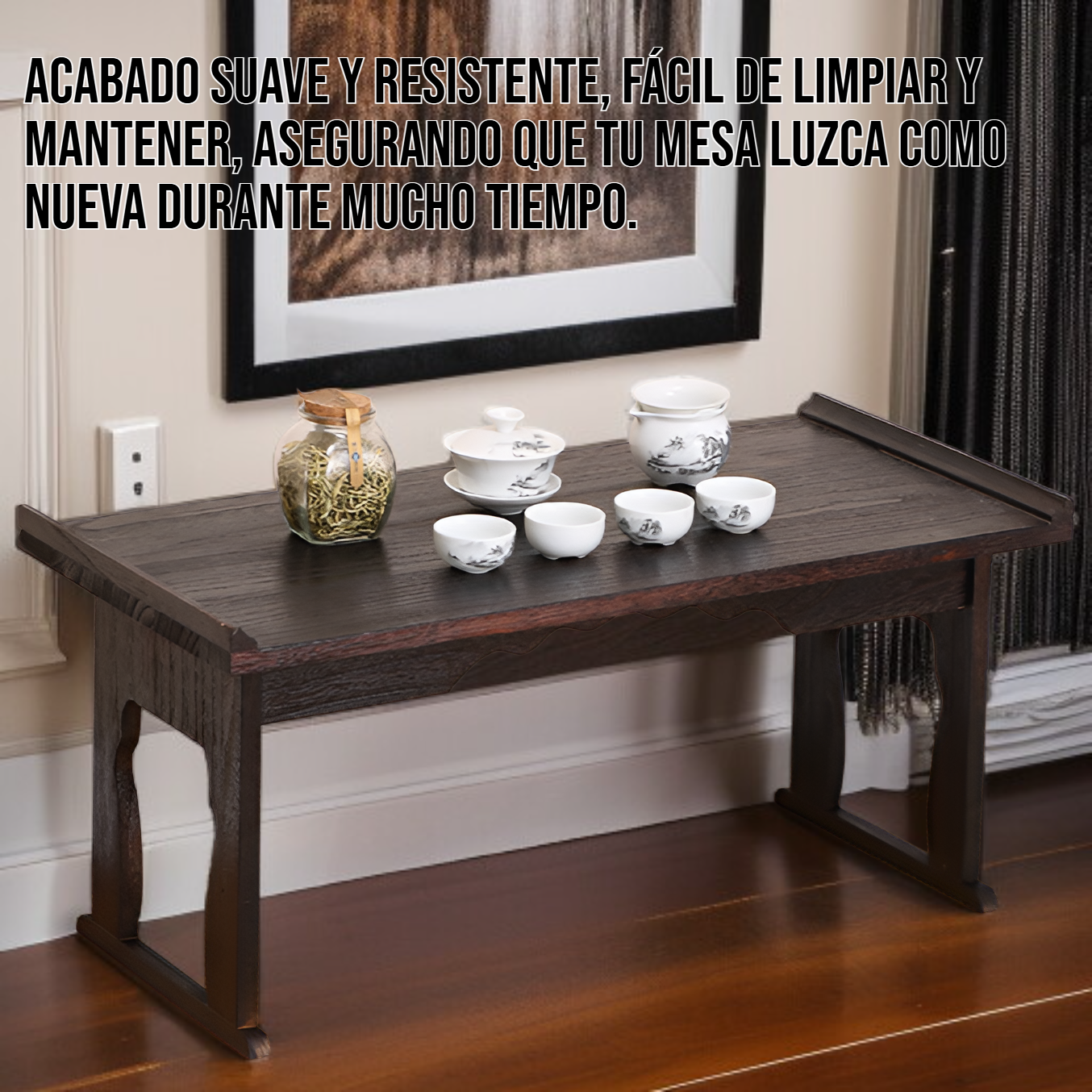 Mesa auxiliar plegable de madera para espacios pequeños