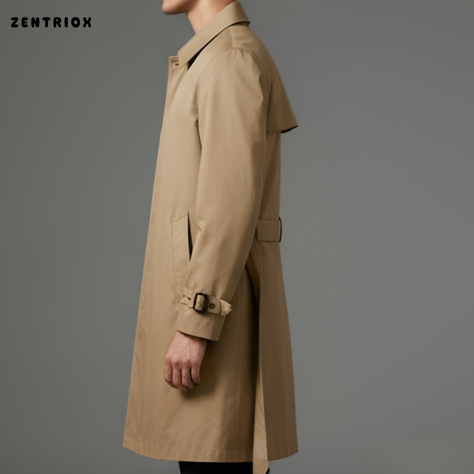 남성용 가을 라펠 디자인 윈드브레이커 전면 모습