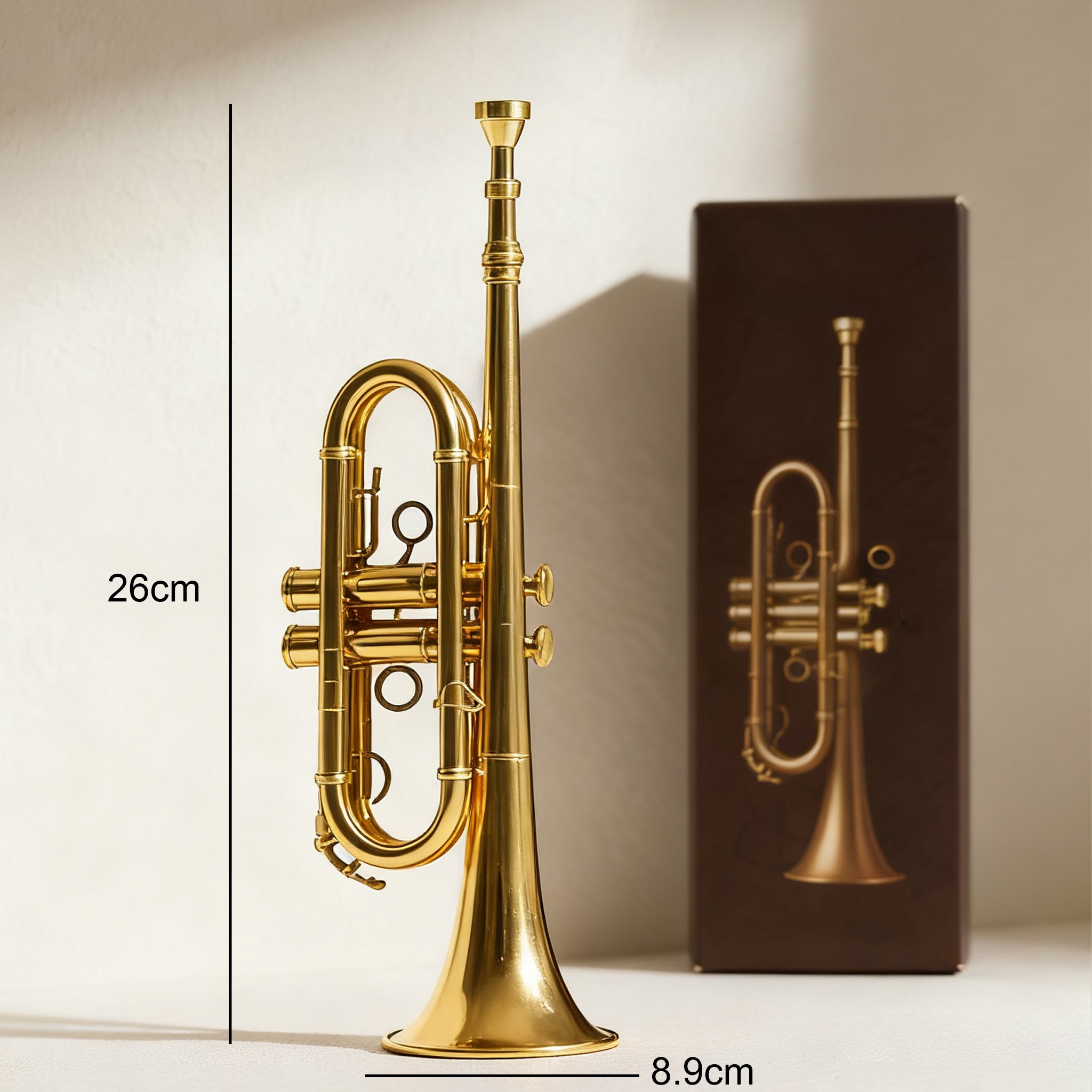 반짝이는 트럼펫을 연주하는 모습