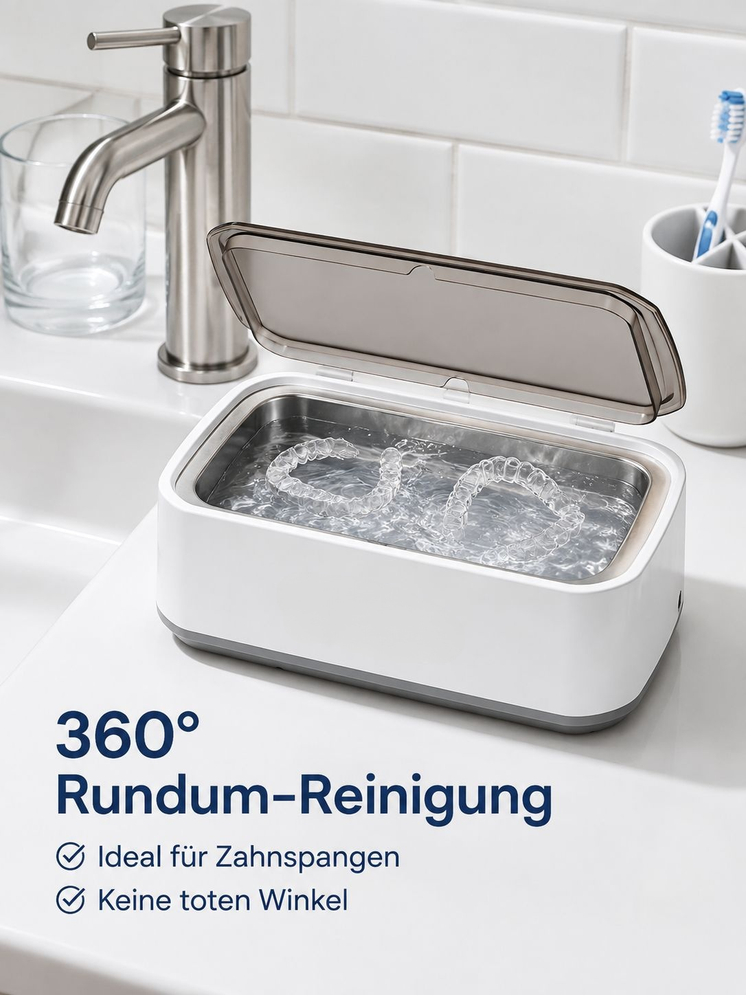 650ML Ultraschallreiniger für Brillen, Schmuck, Zahnspangen, Starke Reinigungskraft