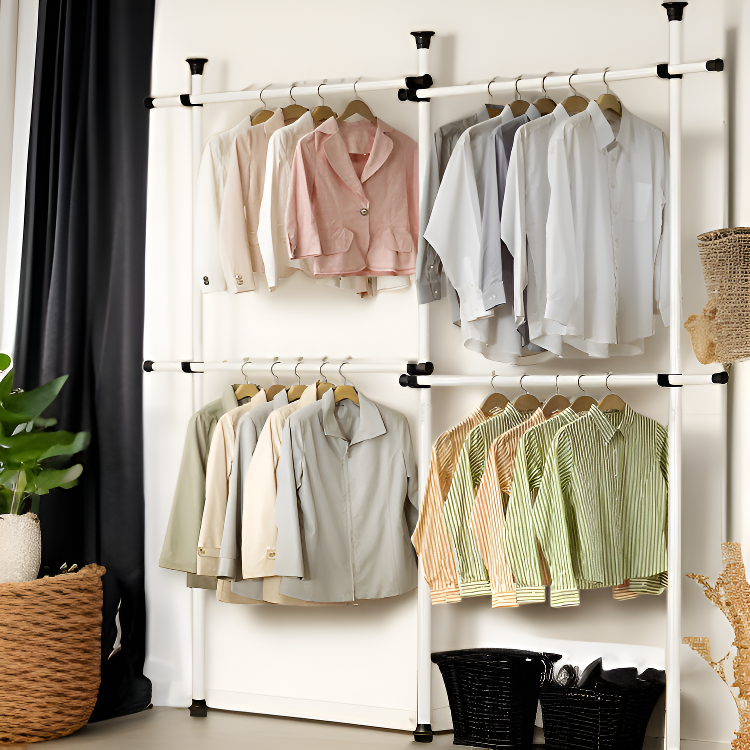 Multifunctional clothes hanger, simple floor-standing folding clothes and hat rack