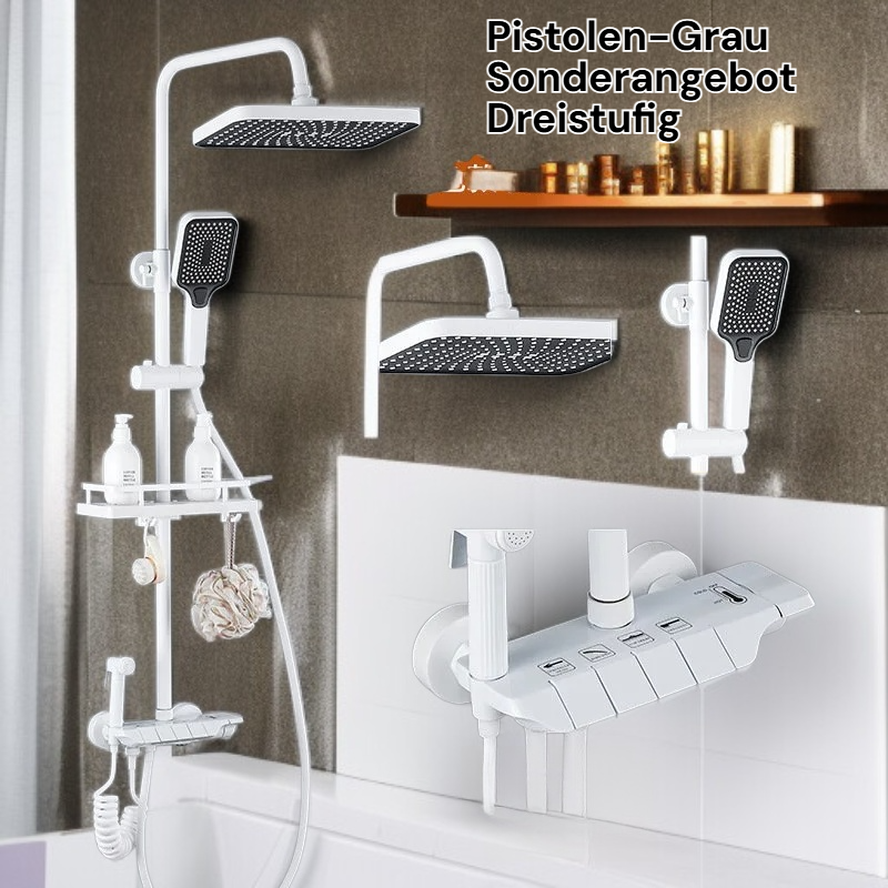 Modernes Duschsystem in Grau, Massivem Kupfermischer