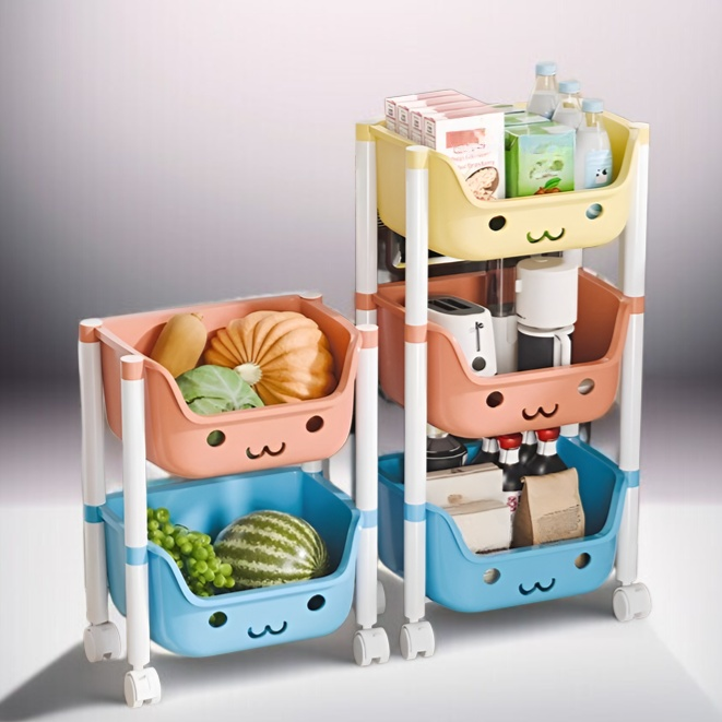 ベビーカー子供のおもちゃの収納ラック床置き多層おもちゃの収納ラックホームモバイルスナック収納本棚