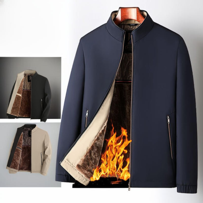 メンズ グラフェンミンクフリース スタンドカラージャケット