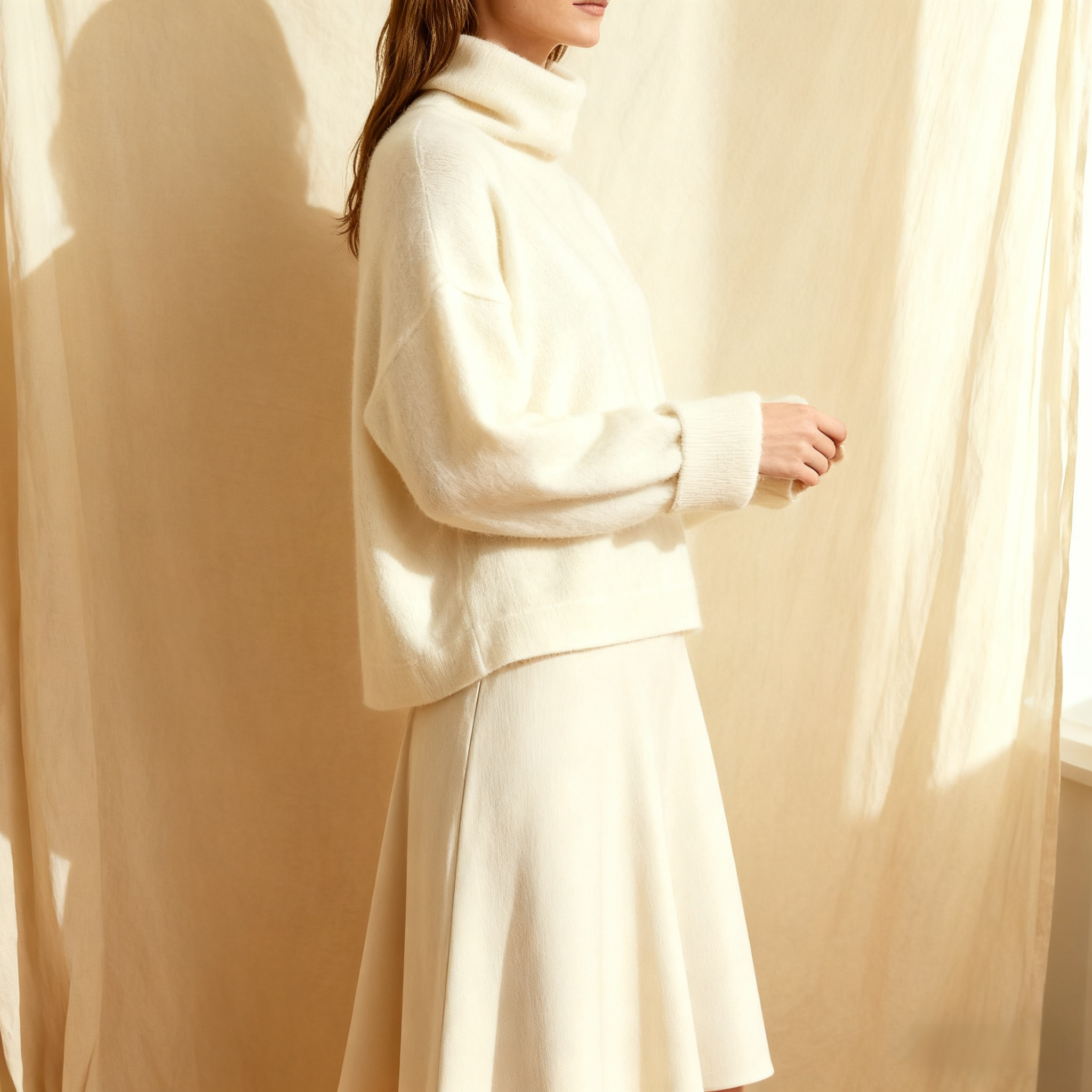 미색 니트 스웨터