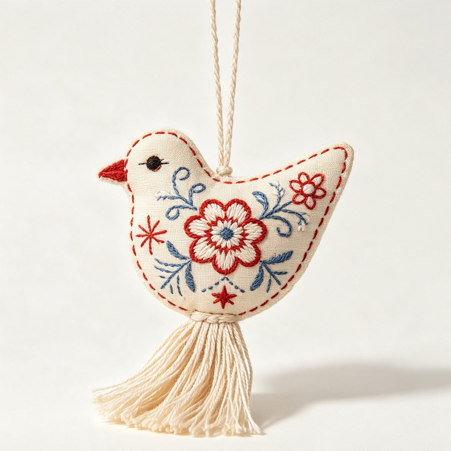 Bird Embroidered Fabric Sachet