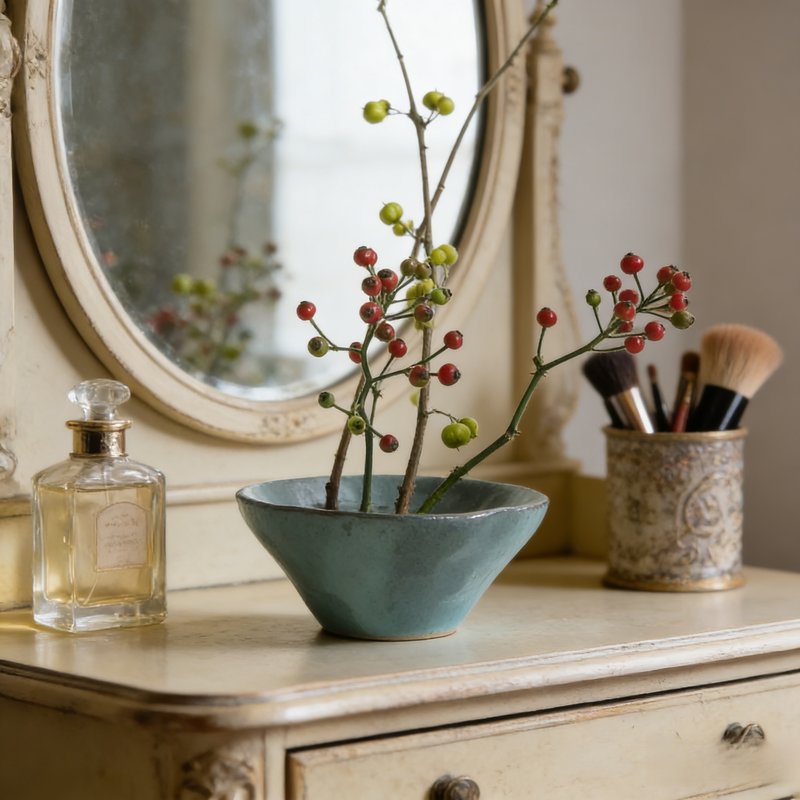 Handmade Ceramic Lotus Leaf Incense Vase, Oriental Ikebana Flower Vessel