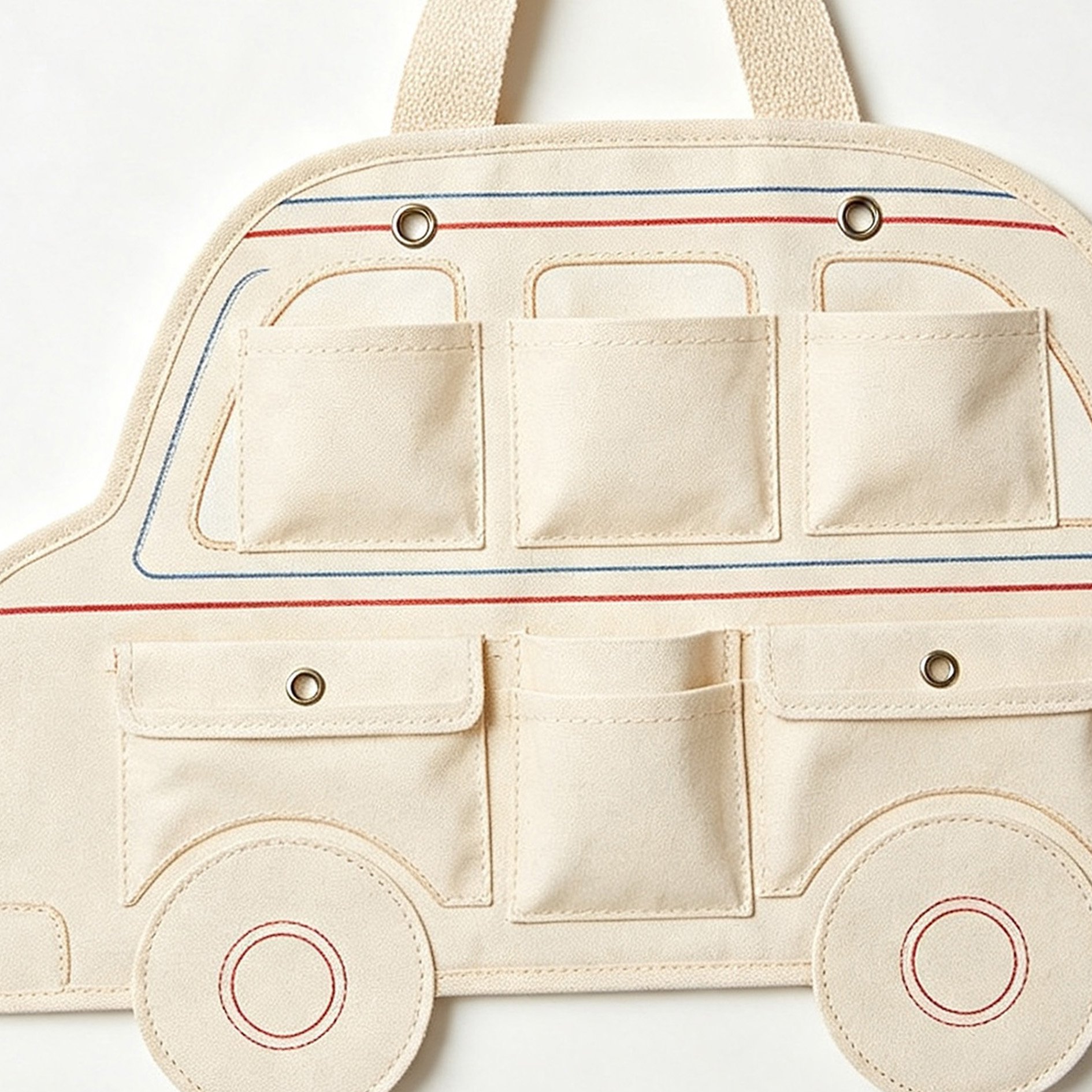 Bus-shaped fabric wall-mounted storage bag