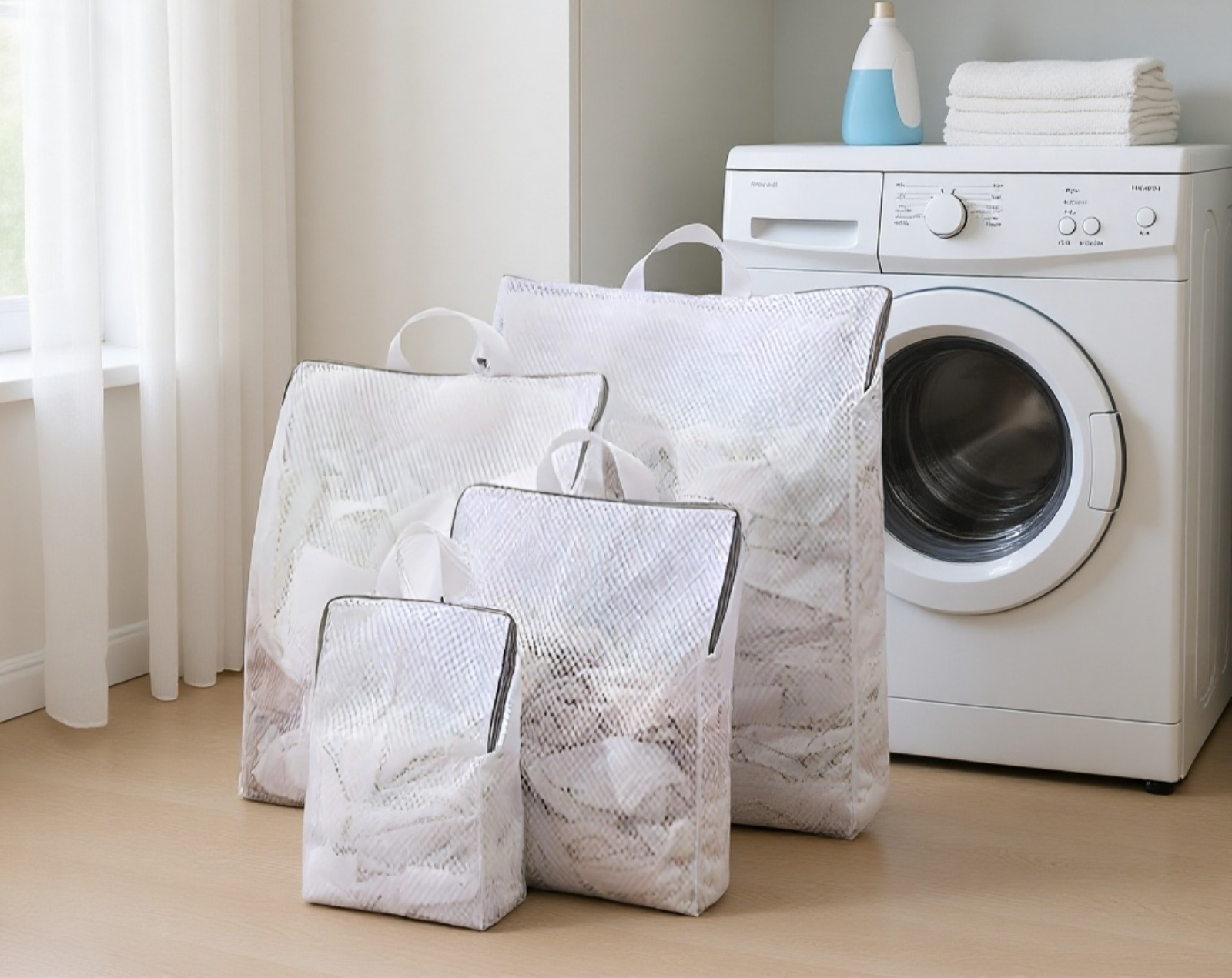 다양한 크기의 변형 방지 세탁망 세트