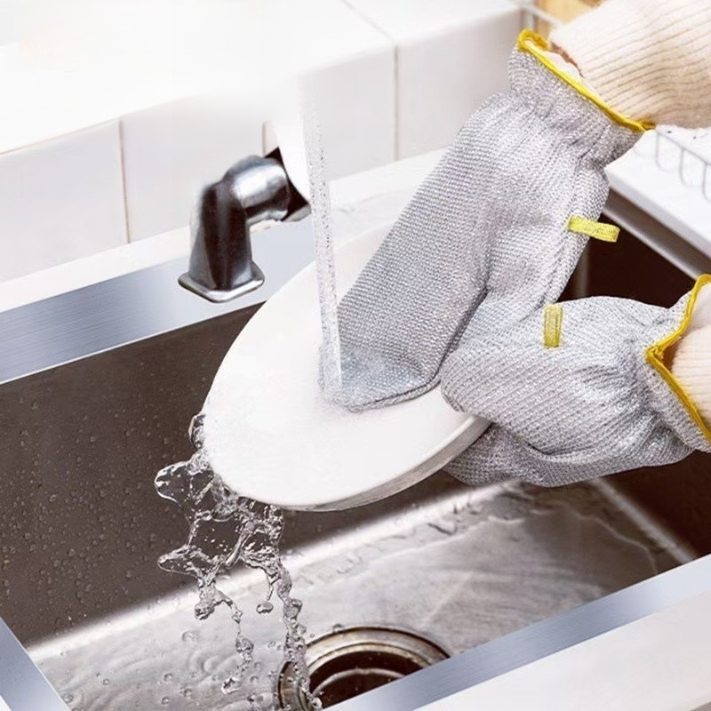 Guantes para lavar platos con hilo de plata