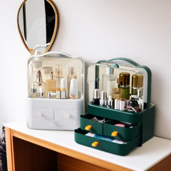 Large Capacity Dustproof Makeup Storage Rack Desktop Lipstick Skincare Organizer for Home