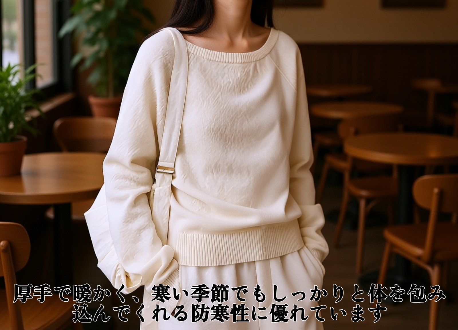 オフショルダーウールセーター全体画像