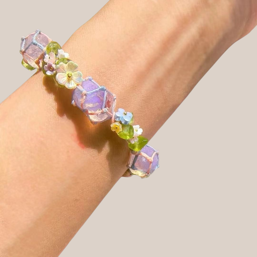 手工網兜編織原石手鏈