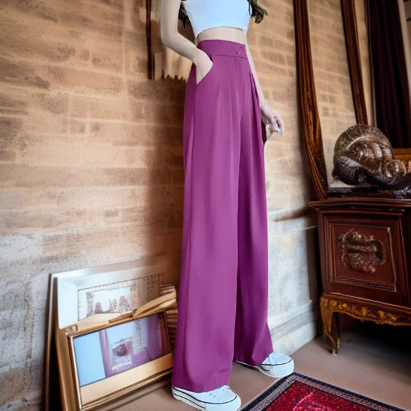 ファッショナブルなハイウエストワイドパンツ