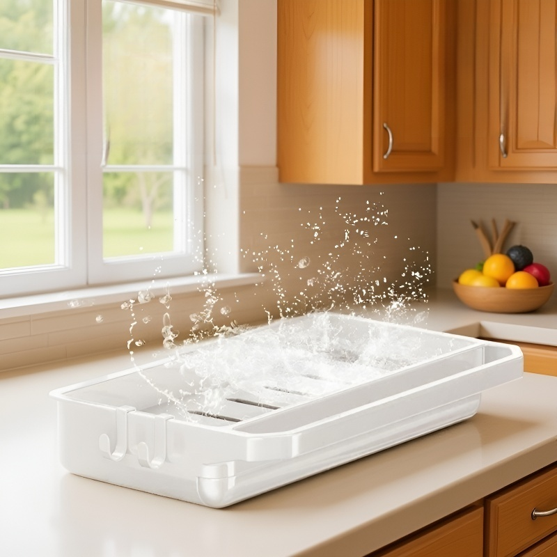 Küchenaufbewahrungsregal für Geschirrtücher und Abtropfkörbe