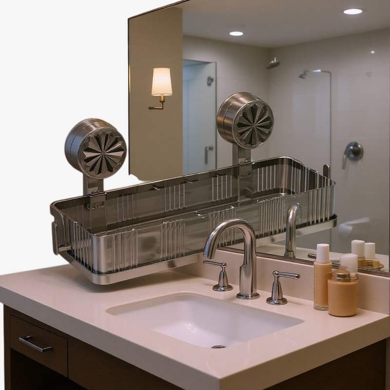 Estante de baño con ventosa, montaje en pared, sin necesidad de perforar