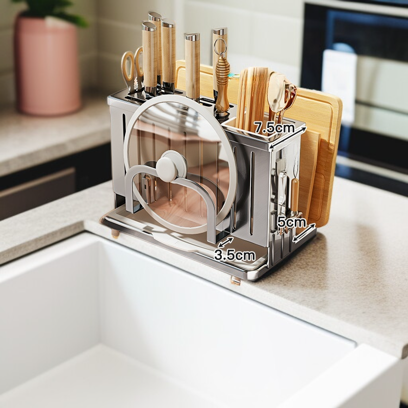 주방 칼 수납 선반 벽걸이 스테인리스 젓가락 물빠짐통
