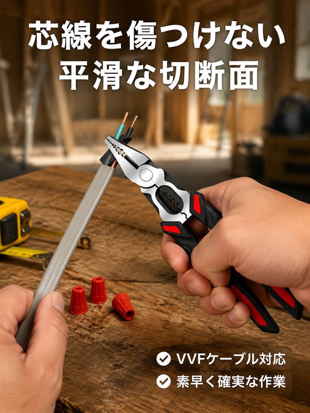 電気工事士専用多用途ワイヤーストリッパーハンマーヘッドツール