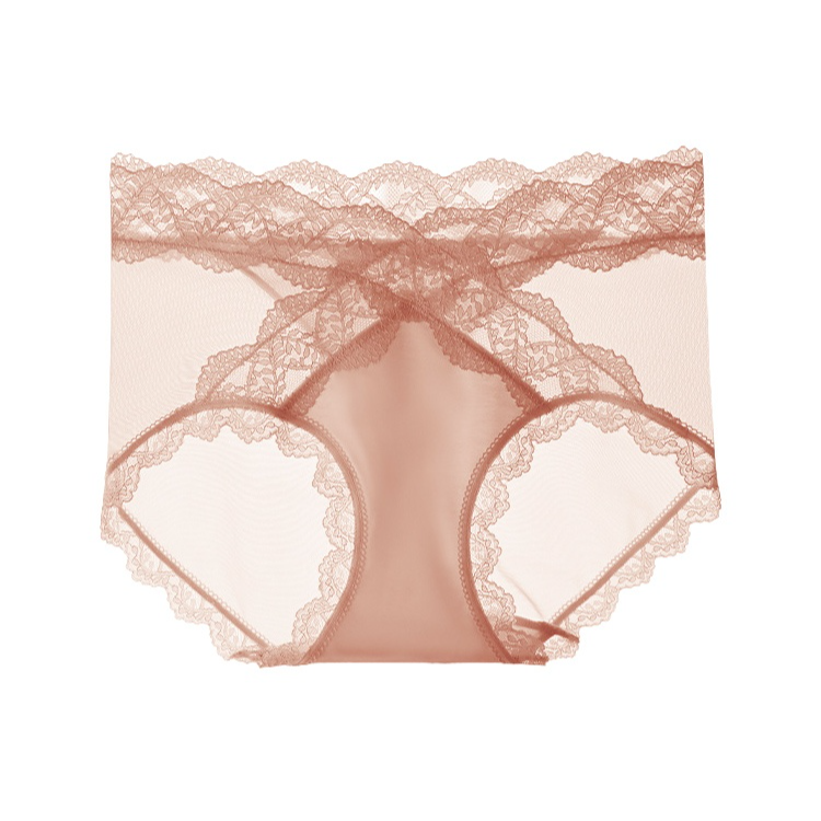 Encantadora y sensual braguita de encaje con diseño cruzado en la cintura