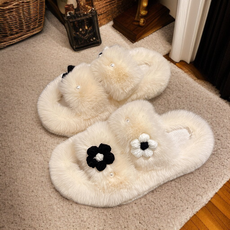  รองเท้าแตะขนเฟอร์สุดนุ่มสไตล์เกาหลี เหมาะสำหรับใส่ในบ้านและฤดูหนาว