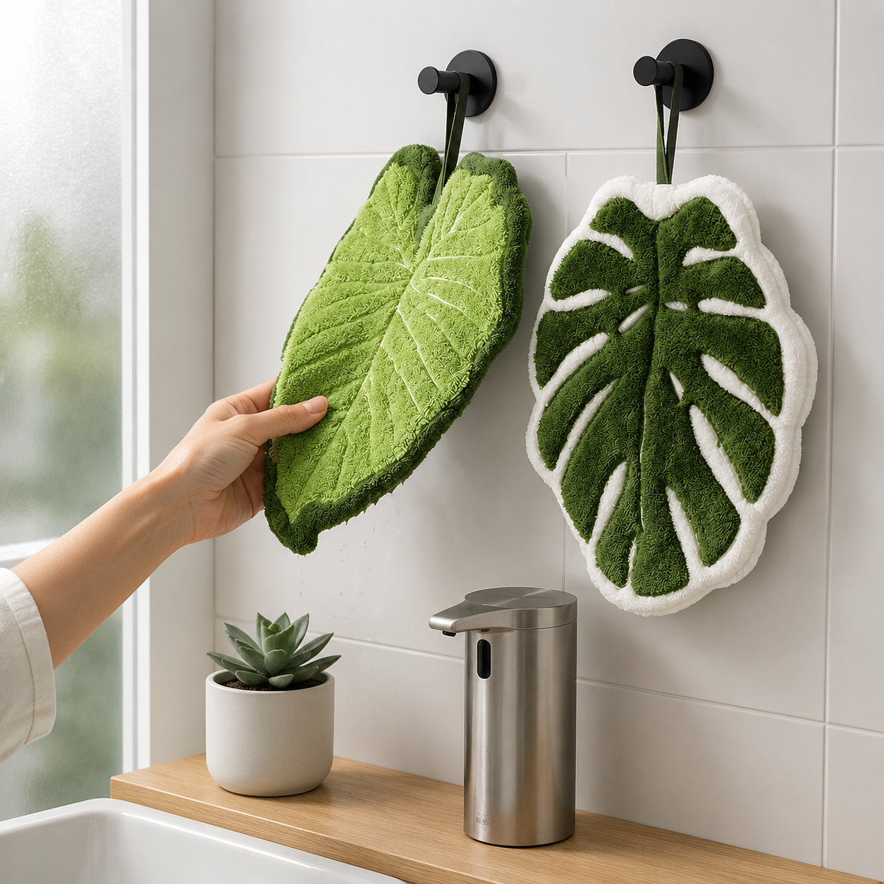 Monstera-Blatt-Design Handtuch, saugfähig für Küche und Badezimmer