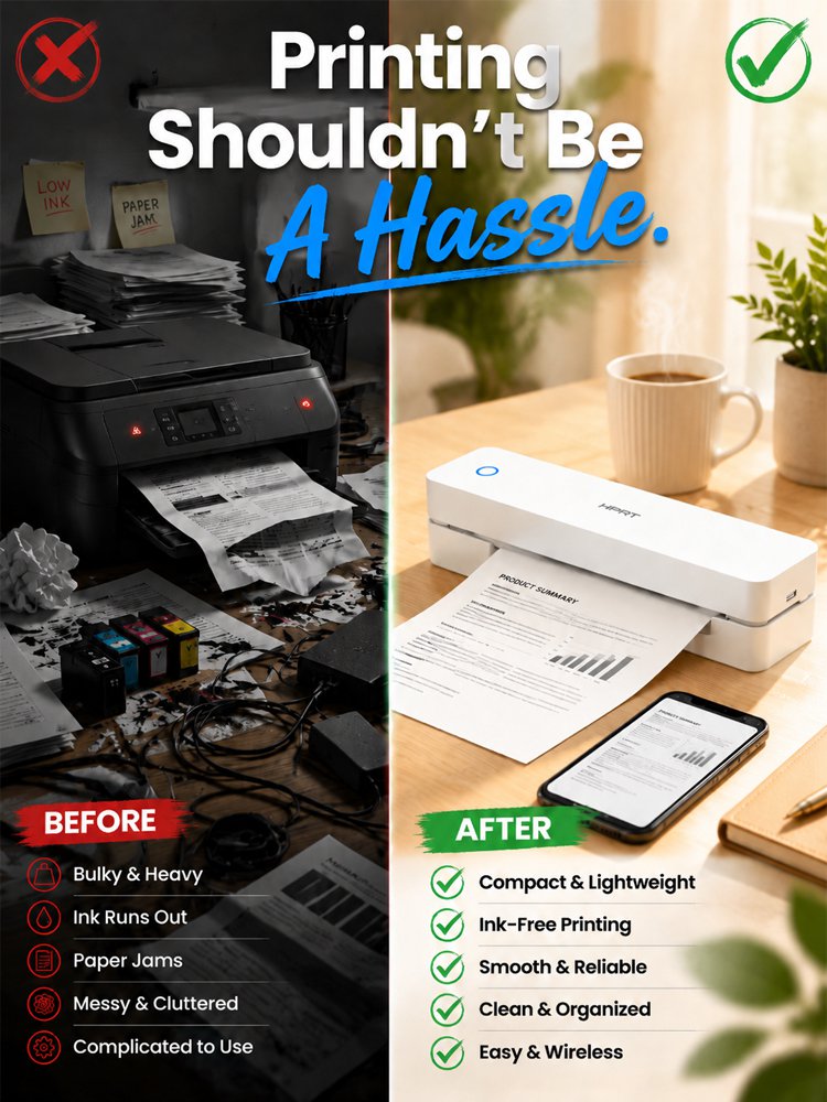 Bluetooth Portable Inkless Printer