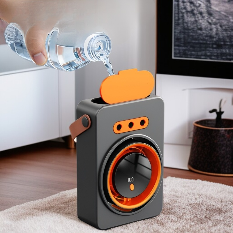 New Cross-border Digital Display Humidifying Spray Fan USB Rechargeable Office Desk Fan Wall-mounted