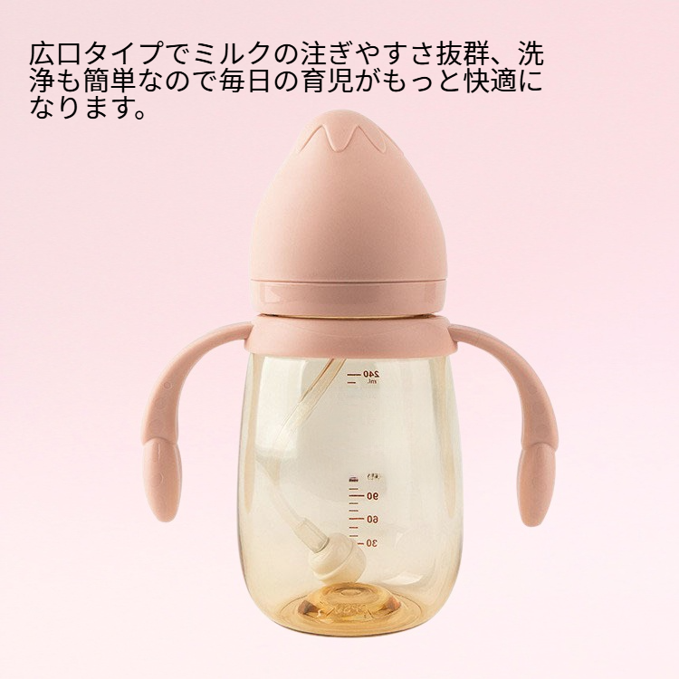 広口タイプシリコン哺乳瓶・柔らかい乳首・赤ちゃん用・耐衝撃・防膨張・中性カップ