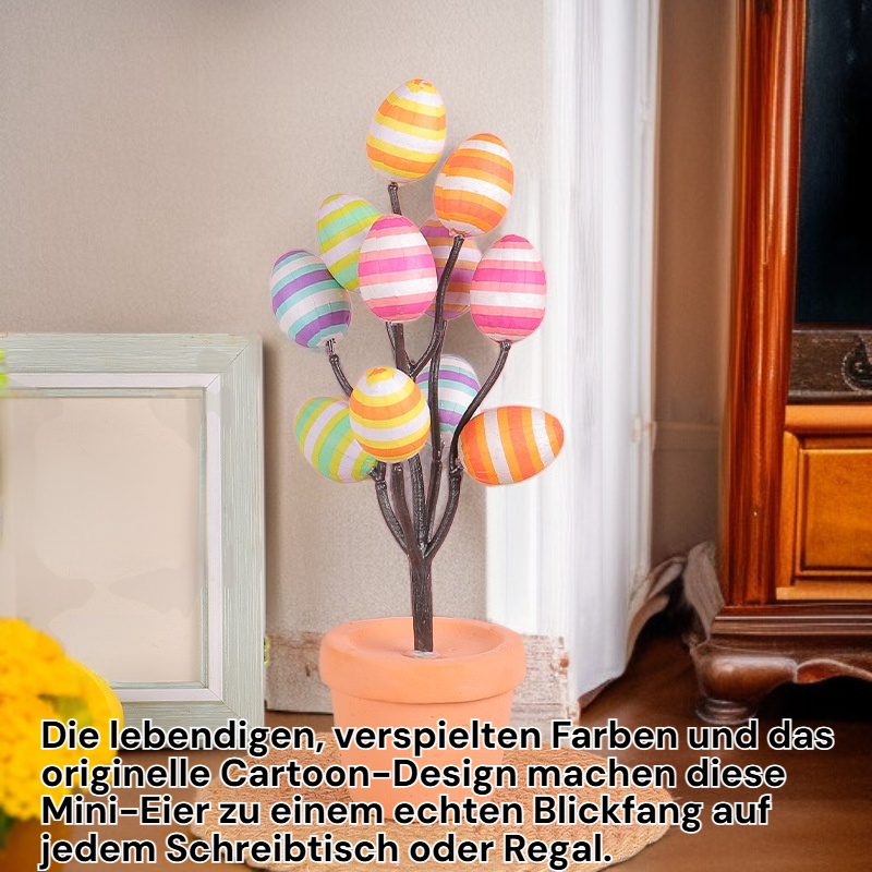 Osterdekoration Künstliche Mini-Eier im Cartoon-Stil für den Schreibtisch