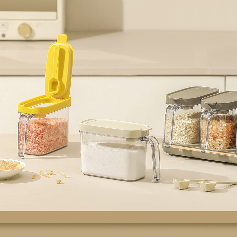 고급스러운 밀폐 조미료통 주방 방습 소금통 자석 스푼 포함