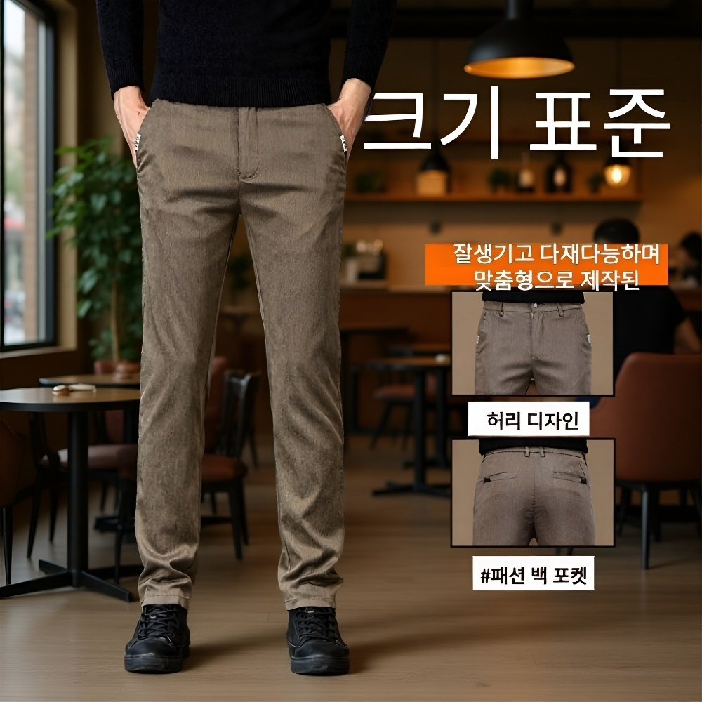 비즈니스 캐주얼 슬림 스판 남성 일자 팬츠