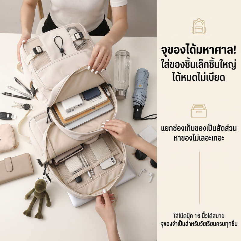 กระเป๋าเป้ผู้หญิงสไตล์เกาหลีสำหรับนักเรียนมัธยมต้นและมัธยมปลาย