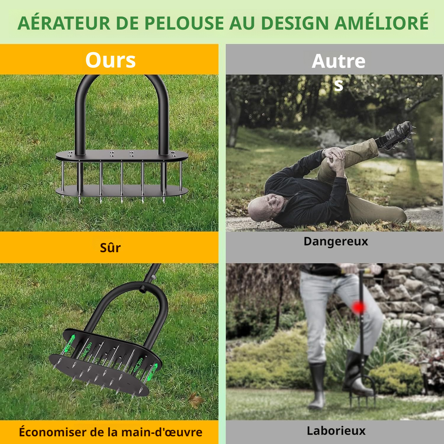 Ameublisseur robuste adapté aux pelouses et jardins