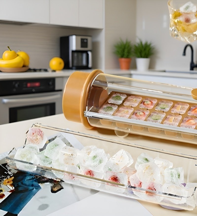 衛生的な蓋付き製氷皿の使用例