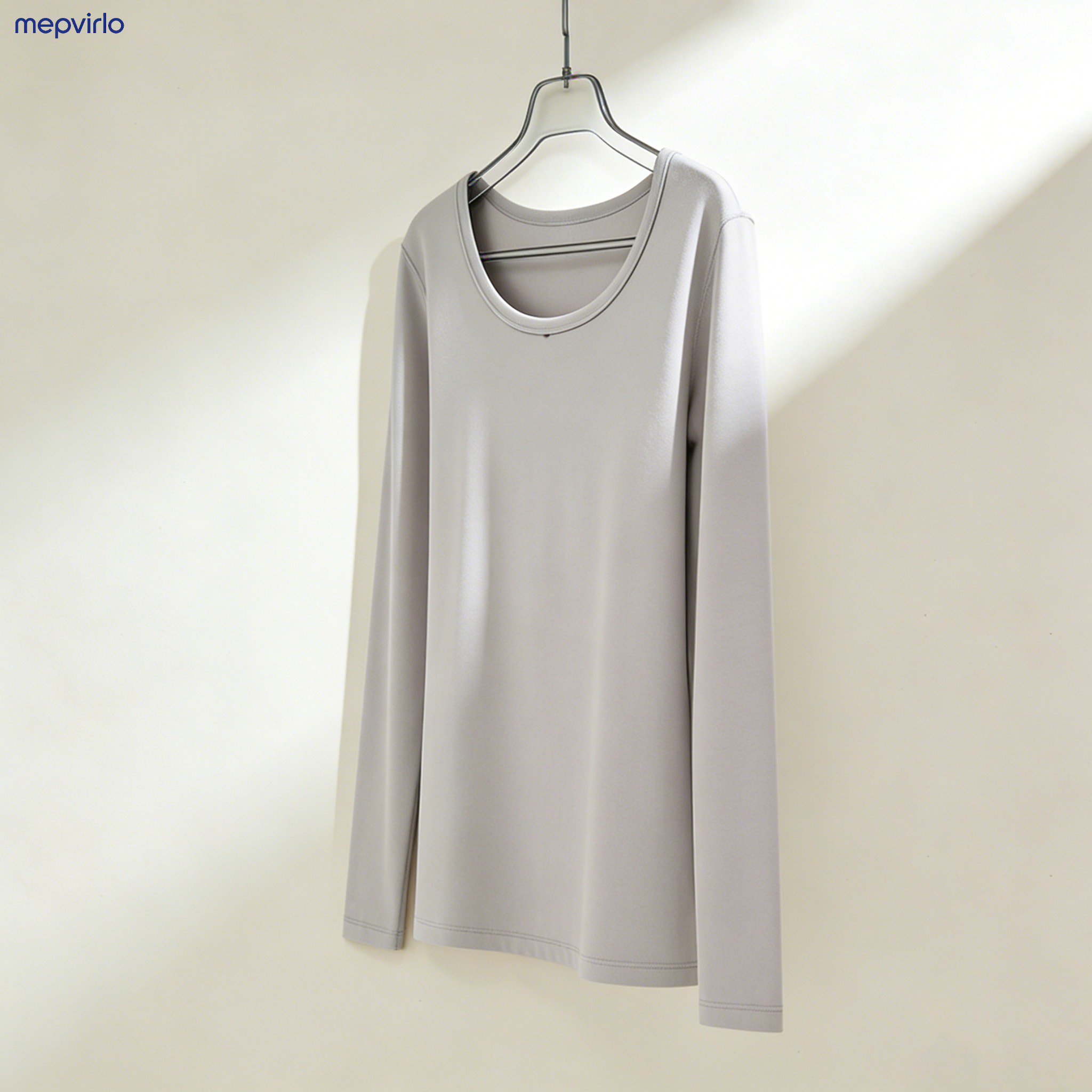 베이직 U넥 긴팔 티셔츠 디테일