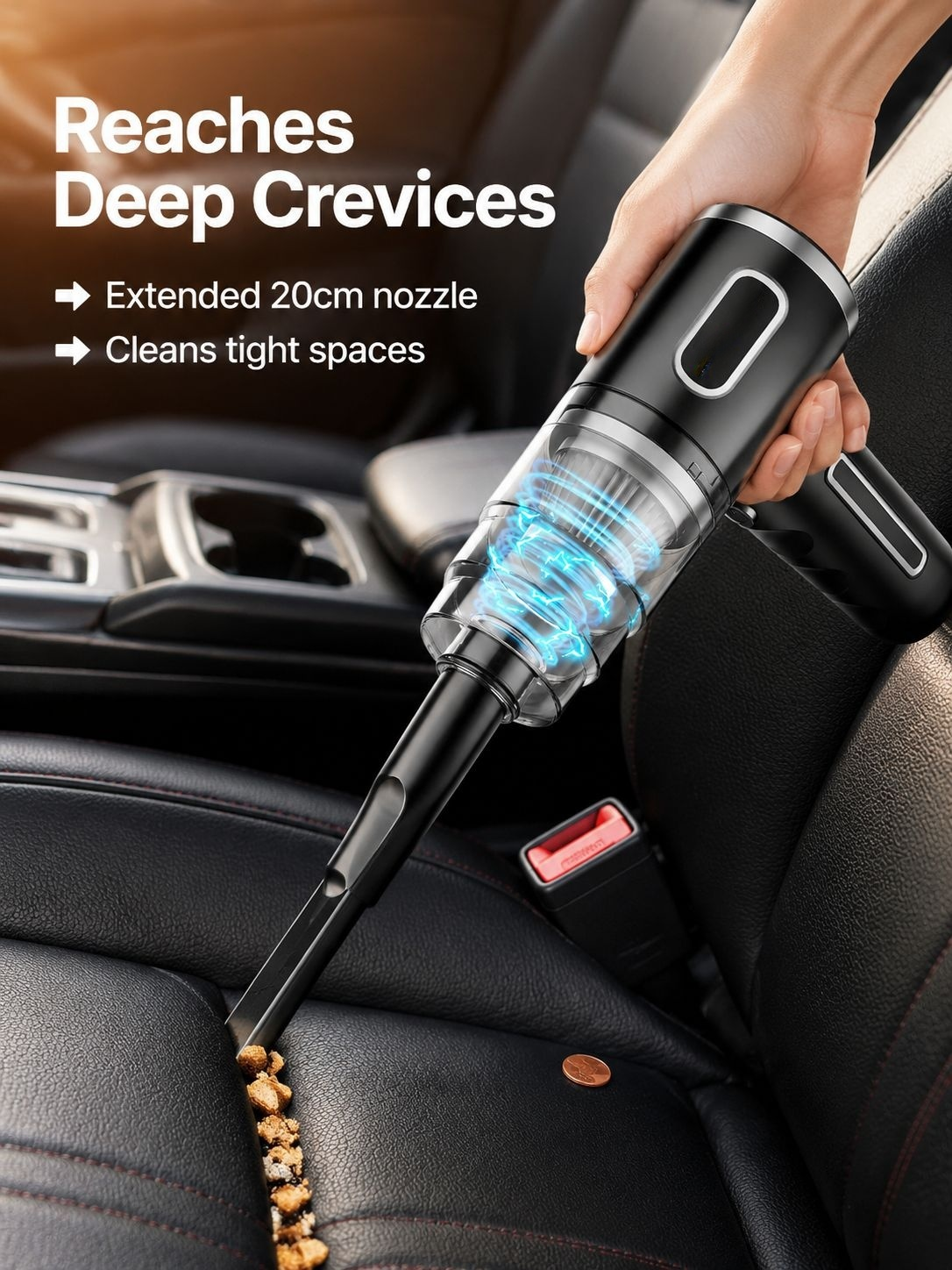Portable car vacuum cleaner with compact and lightweight build