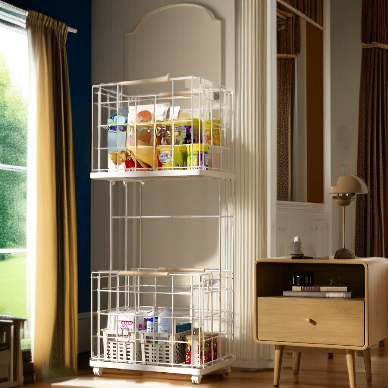 取り外し可能な汚れた衣類収納バスケット 北欧風ホーム 二層汚れた衣類バスケット 家庭用ラック バスルーム 取り外し可能な汚れた衣類収納バスケット ブルー 汚れた衣類