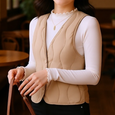 軽量で暖かいフリース素材の女性ベスト