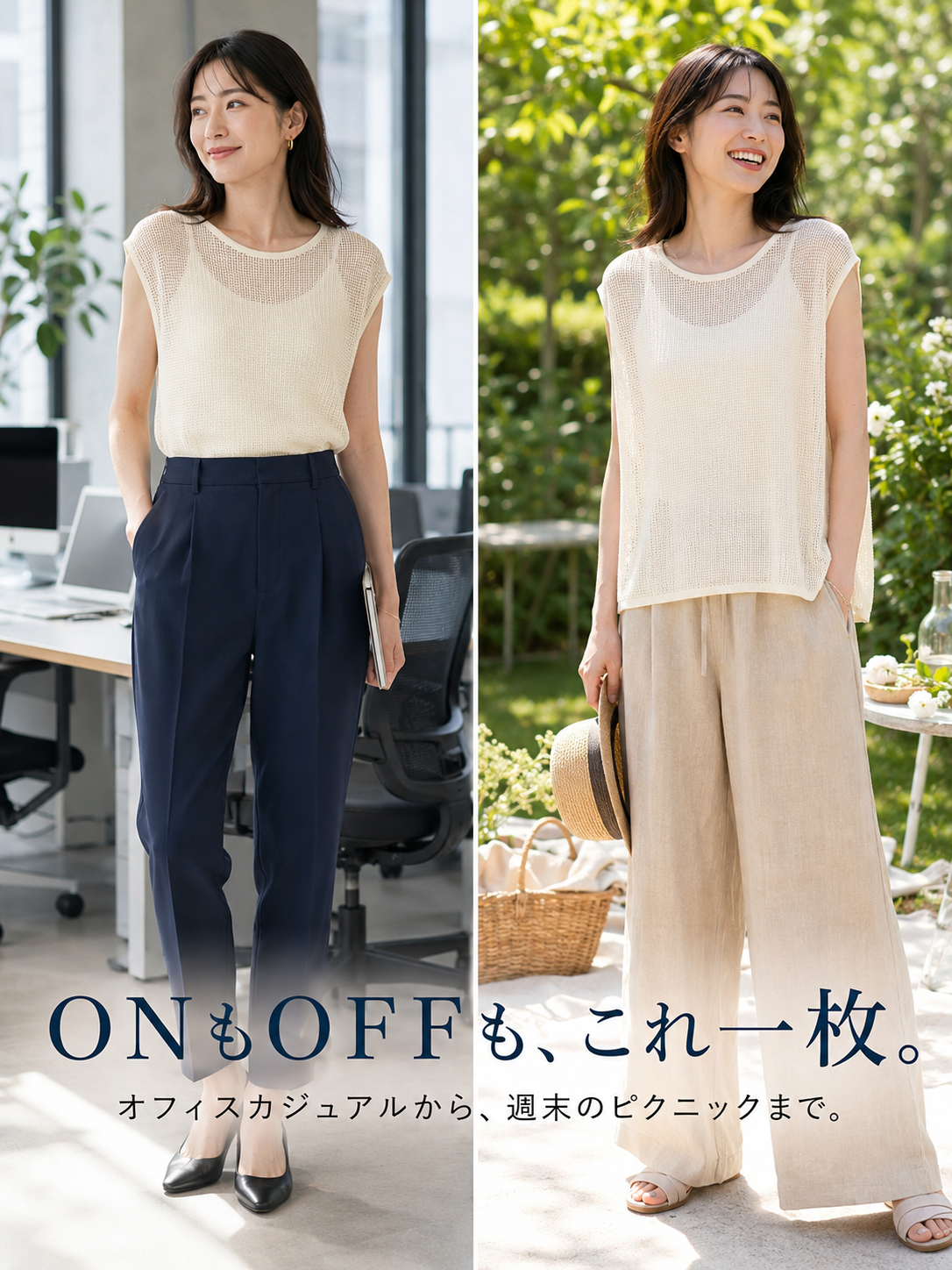 夏用通気性バックボタン半袖ニット