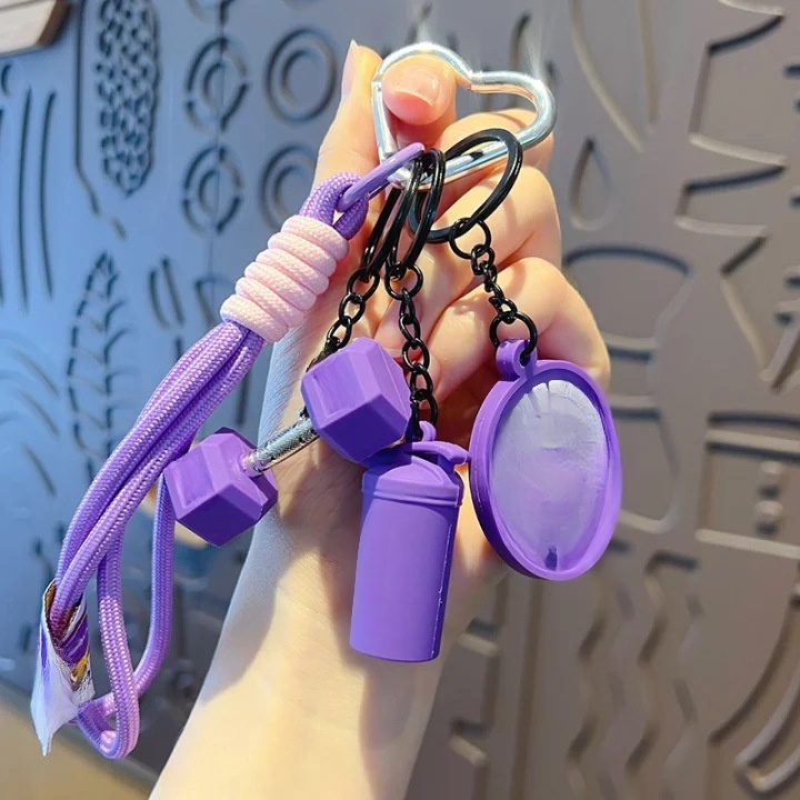 おしゃれなバーベルプレートキーリング カップル用 バッグや車のキーホルダー