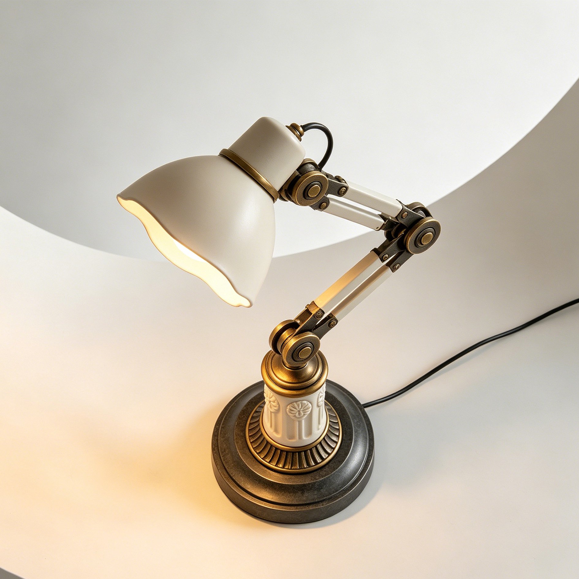 Sleek modern table lamp with white lampshade