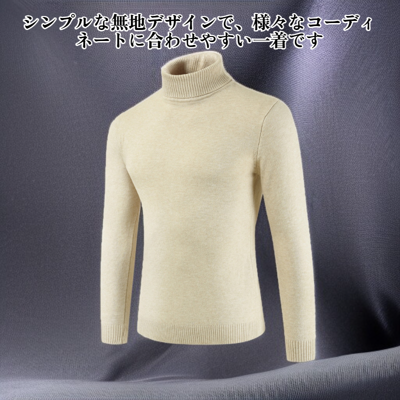 無地タートルネックセーター
