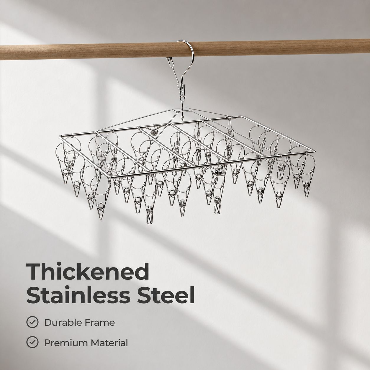 Stainless Steel Square Clothes Drying Rack Clips