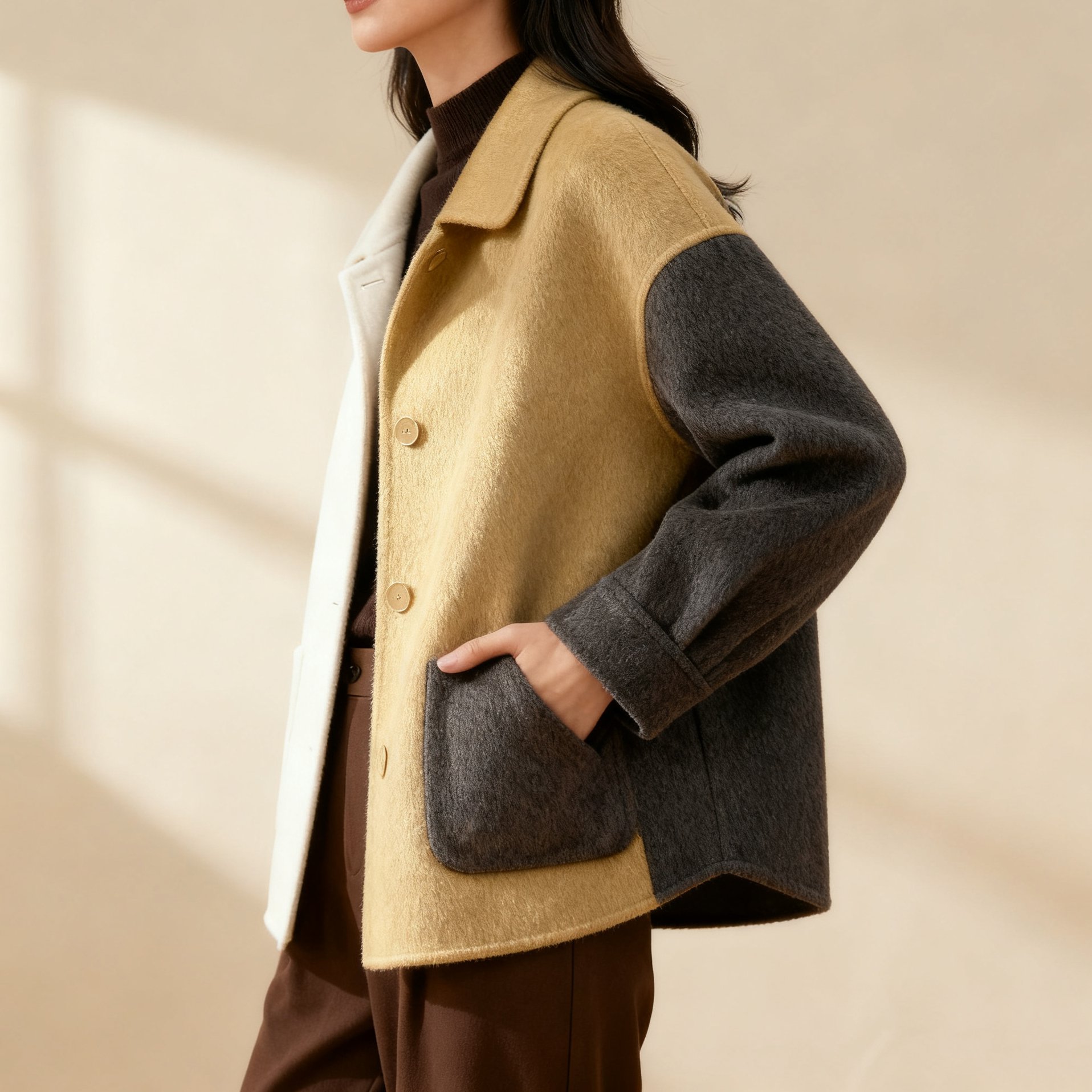 배색 디자인 트렌디 아우터